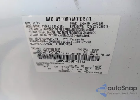 2014 Ford Police Interceptor из США, поврежденный, VIN 1FAHP2MK3EG145513